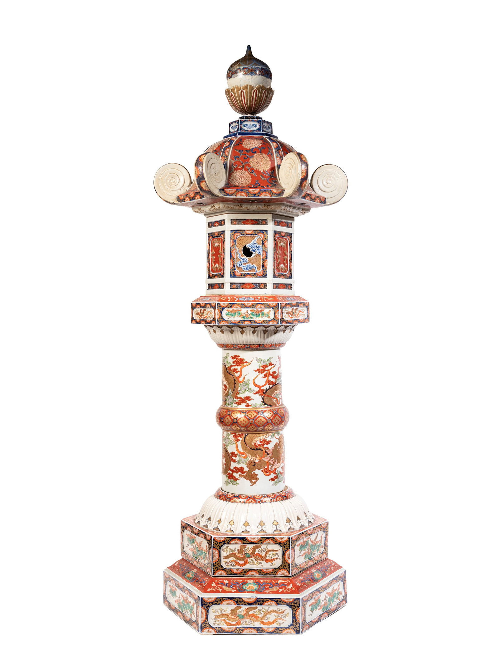A LARGE KUTANI PORCELAIN PAGODA, Japan, Meiji period (1868–1912) (1 of 9)