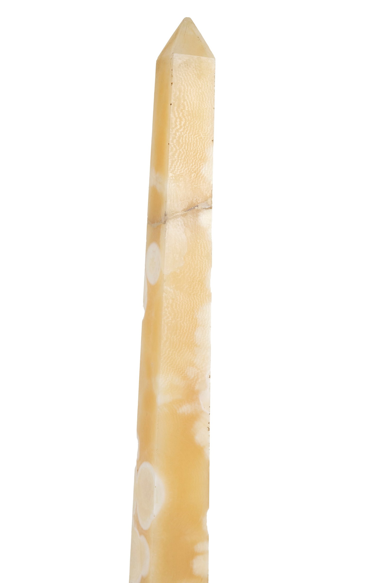 °AN OBELISK OF SAINT PETER WITH BASE IN VARIOUS MARBLES, GRAND TOUR, Rome, early 19th century: h cm 54,5 x l cm 23 x p cm 23 An obelisk in Egyptian alabaster marble (clouded), with red and antique green decoration; base in Carrara and Portoro marble