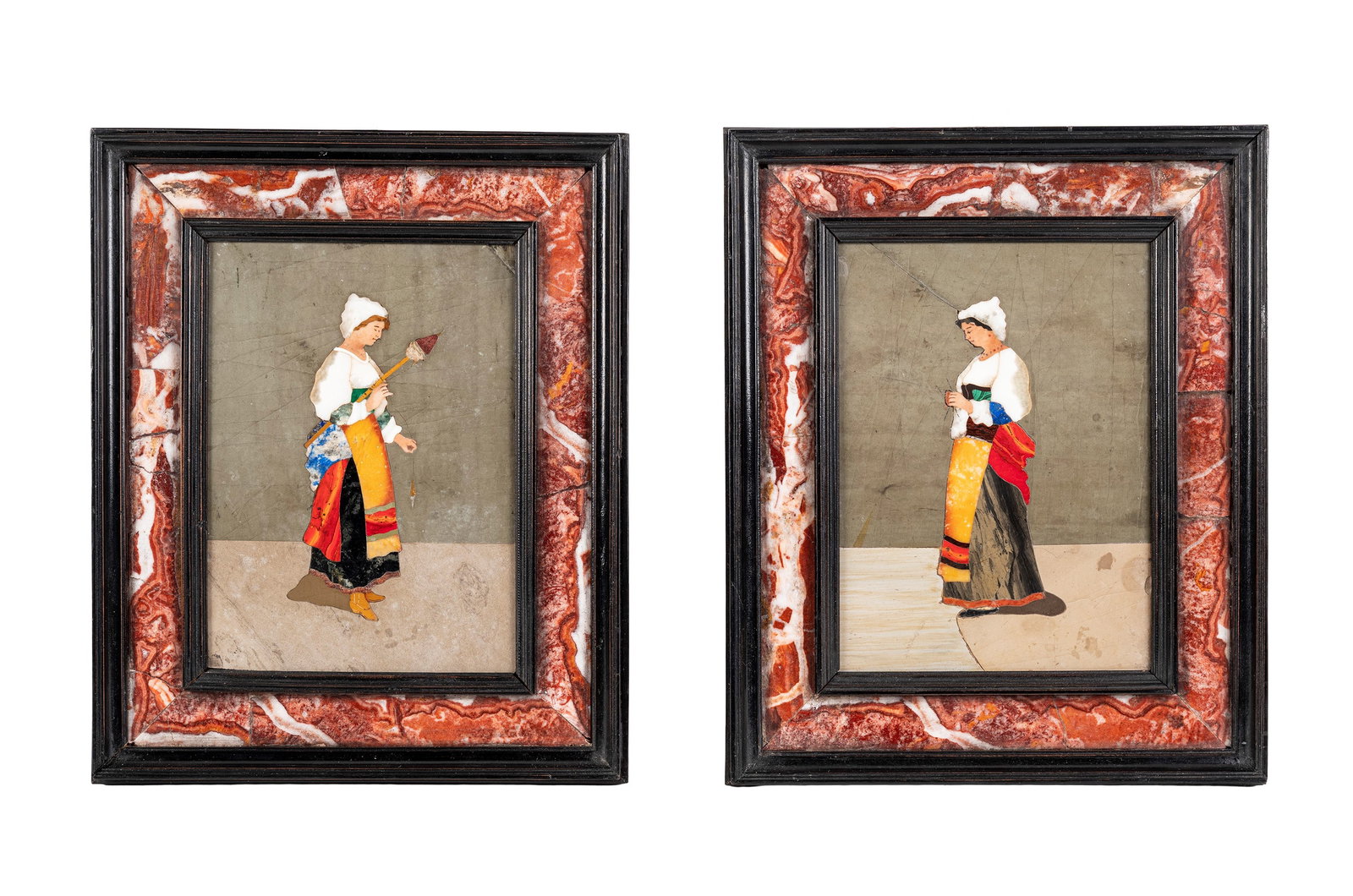 A PAIR OF COMMESSI FIORENTINI IN SEMI-PRECIOUS STONES, Florence, 18th century (1 of 2)
