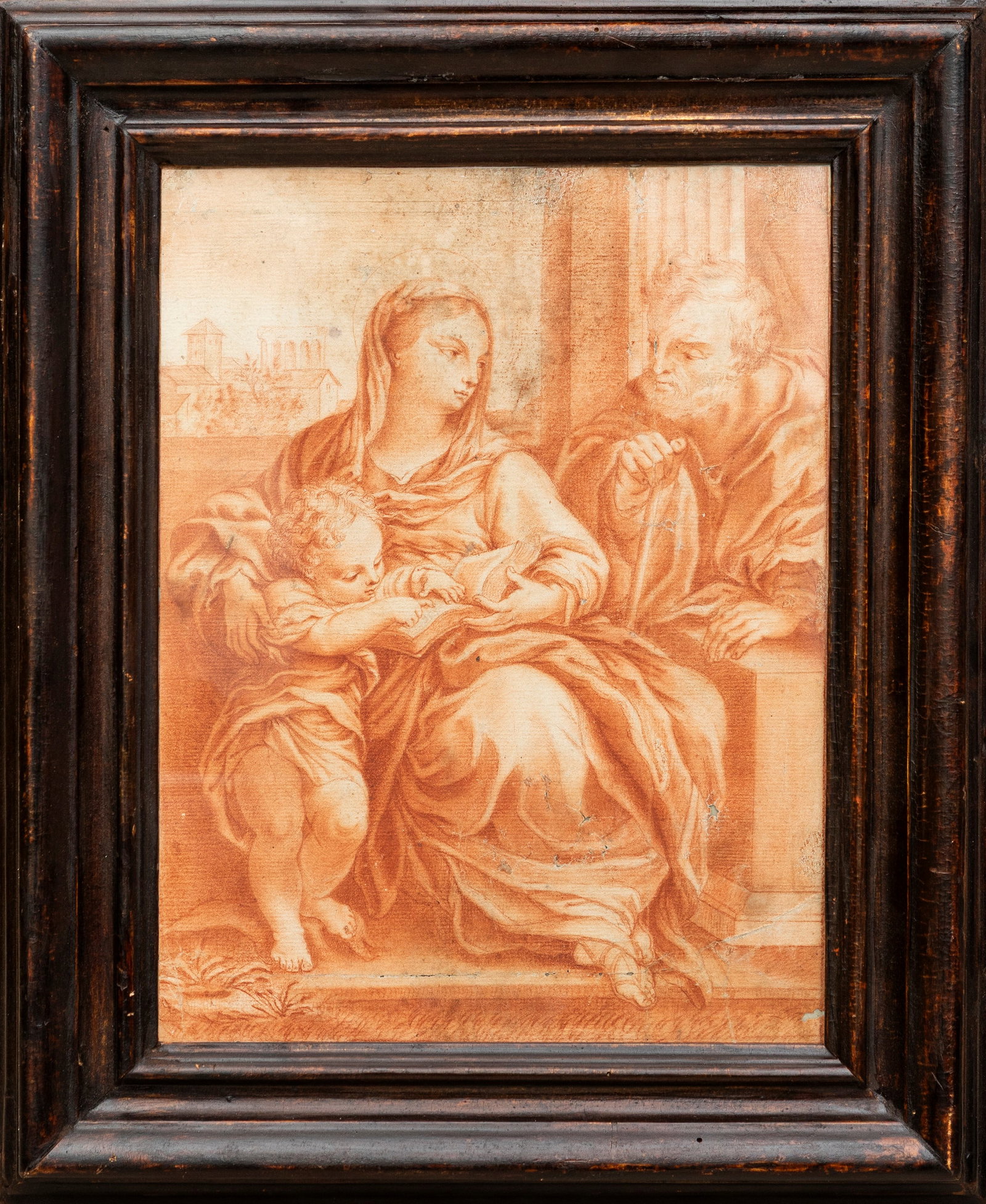 Carlo Maratta(1625 - 1713) HOLY FAMILY,: red chalk on paper h cm 36 x l cm 27,5 The drawing is closely related to the Holy Family now preserved in the Church of the Santissima Annunziata in Camerino.