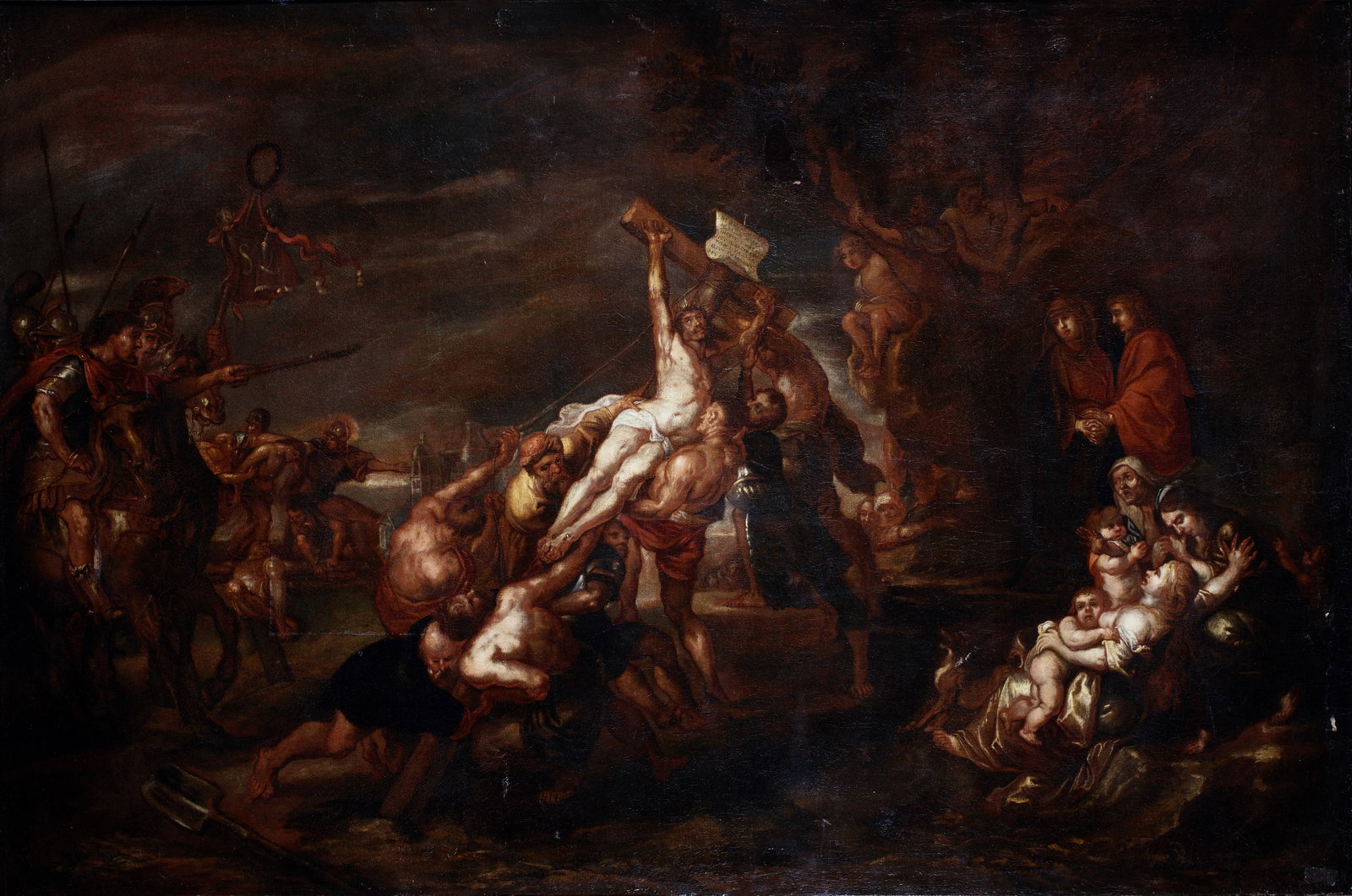 Follower of Peter Paul Rubens RAISING OF THE CROSS, Flemish School, 17th century (1 of 2)