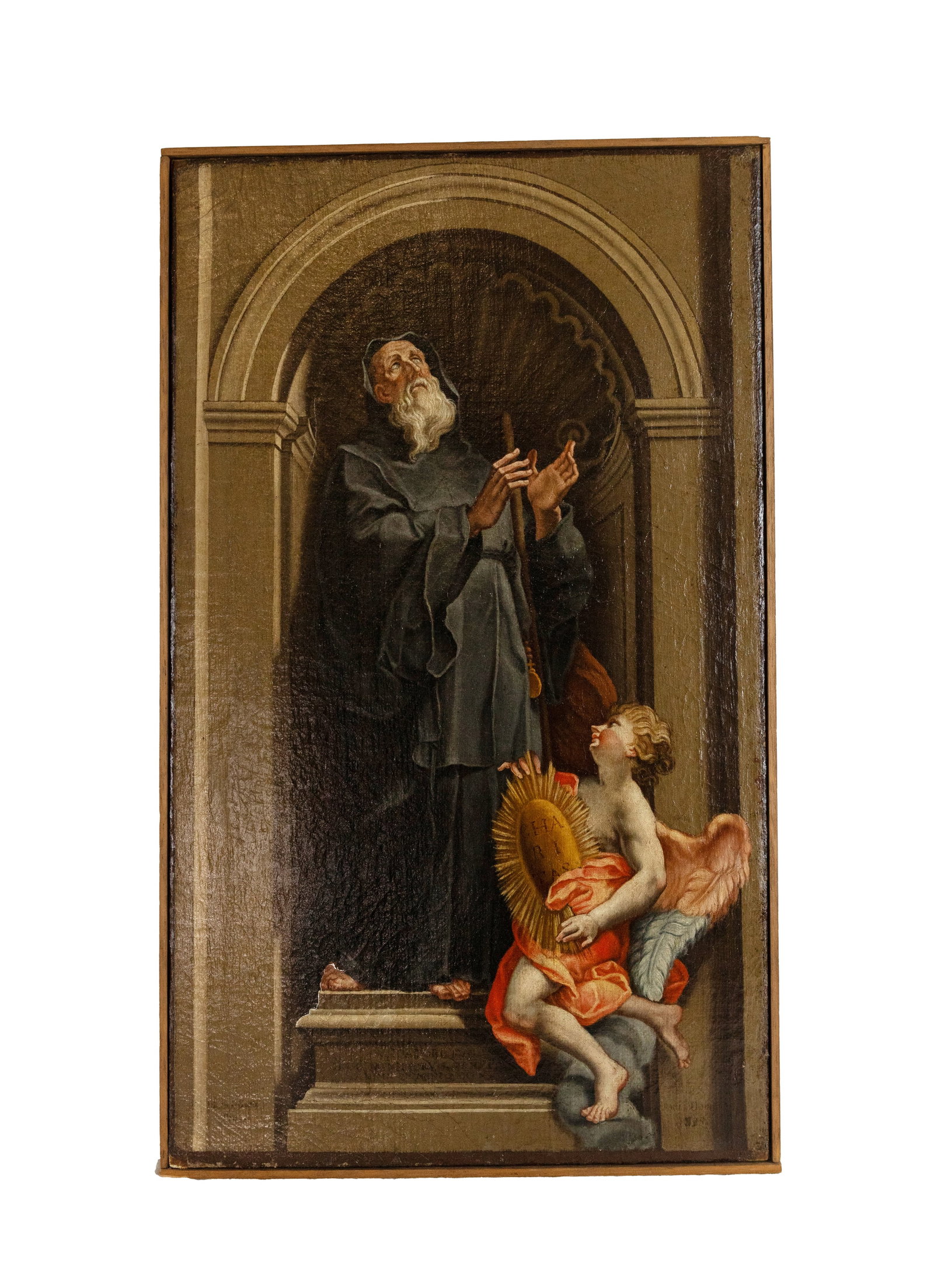 °SAN FRANCESCO DI PAOLA, 18th century: Oil on canvas h cm 58,5 x l cm 34,5 Indecipherable signature.