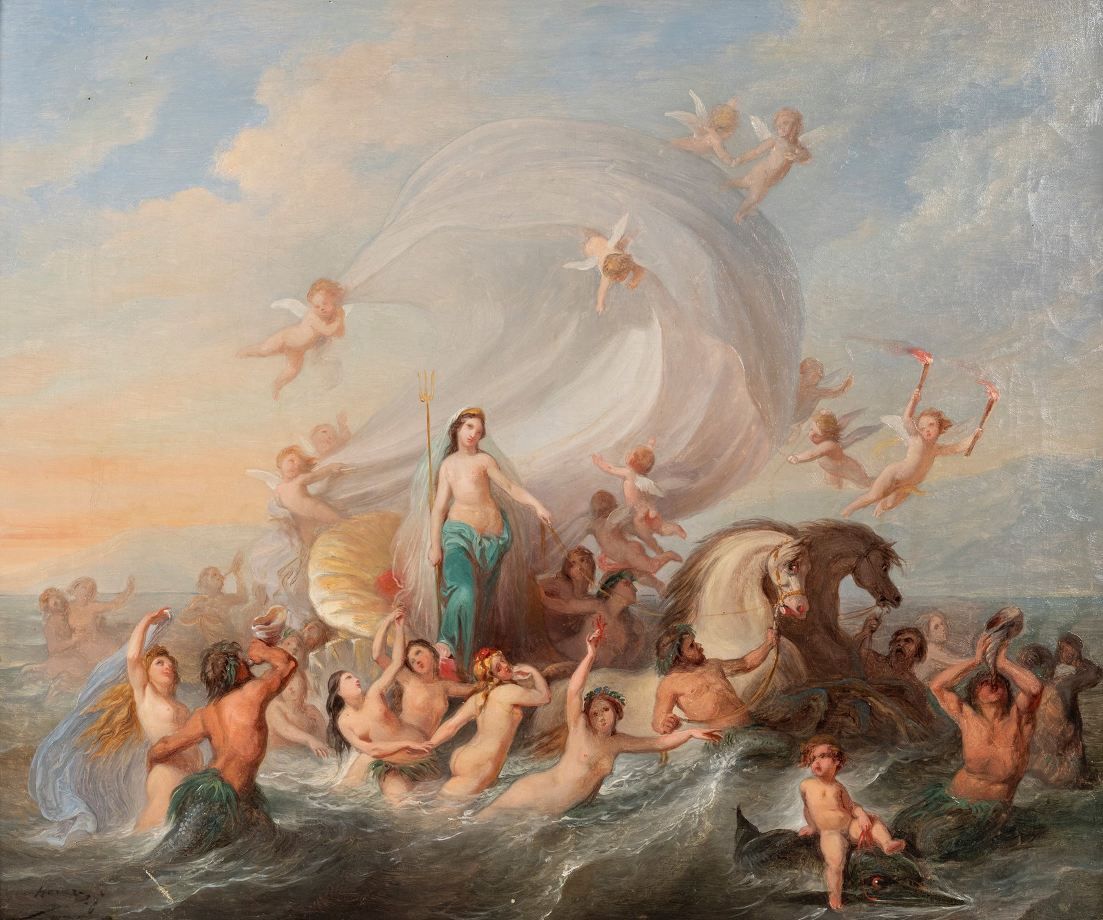 A RAPE OF EUROPA, North Italian school, 19th century: Oil on canvas h cm 46 x l cm 54,5 North Italian school, 19th century
