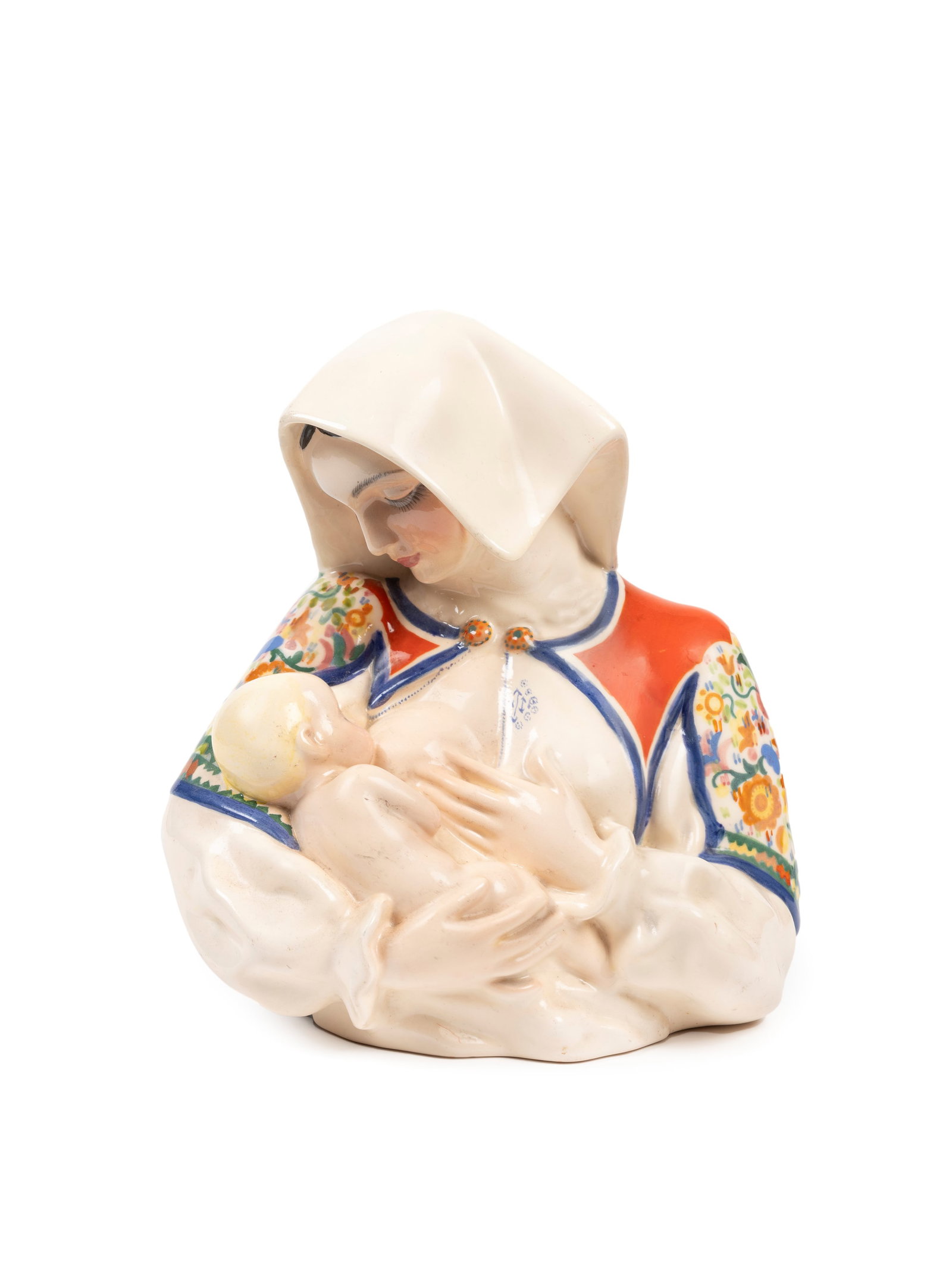 Sandro Vacchetti Essevi POLYCHROME EARTHENWARE SCULPTURE DEPICTING SARDINIAN MOTHERHOOD, Turin, 20th (1 of 2)