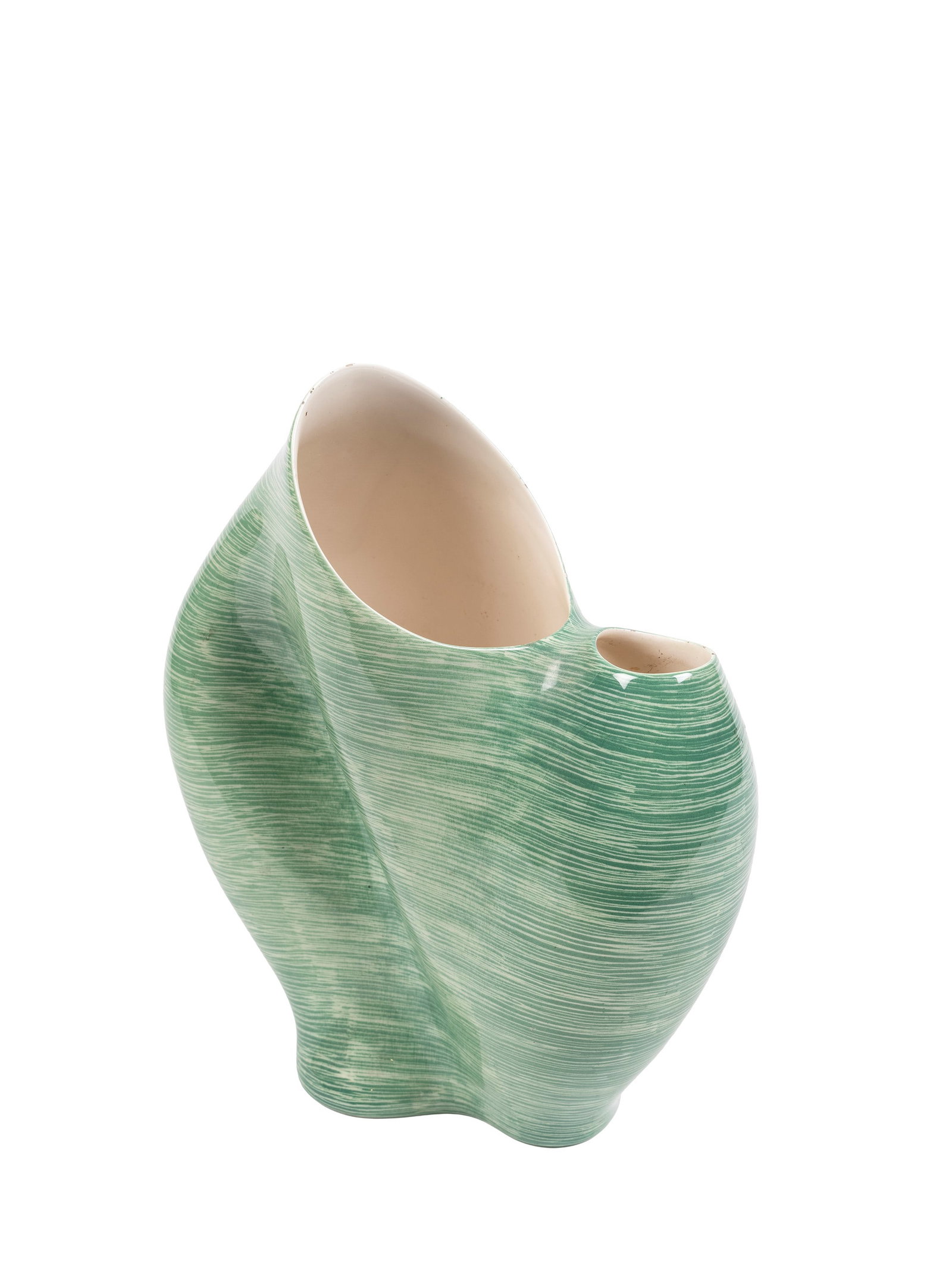 Vi. Bi. GREEN VASE, Turin: h cm 33 Slip-cast earthenware decorated in green under glaze.Marked under the base: “Vi Bi Torino Italy 607 c.”
