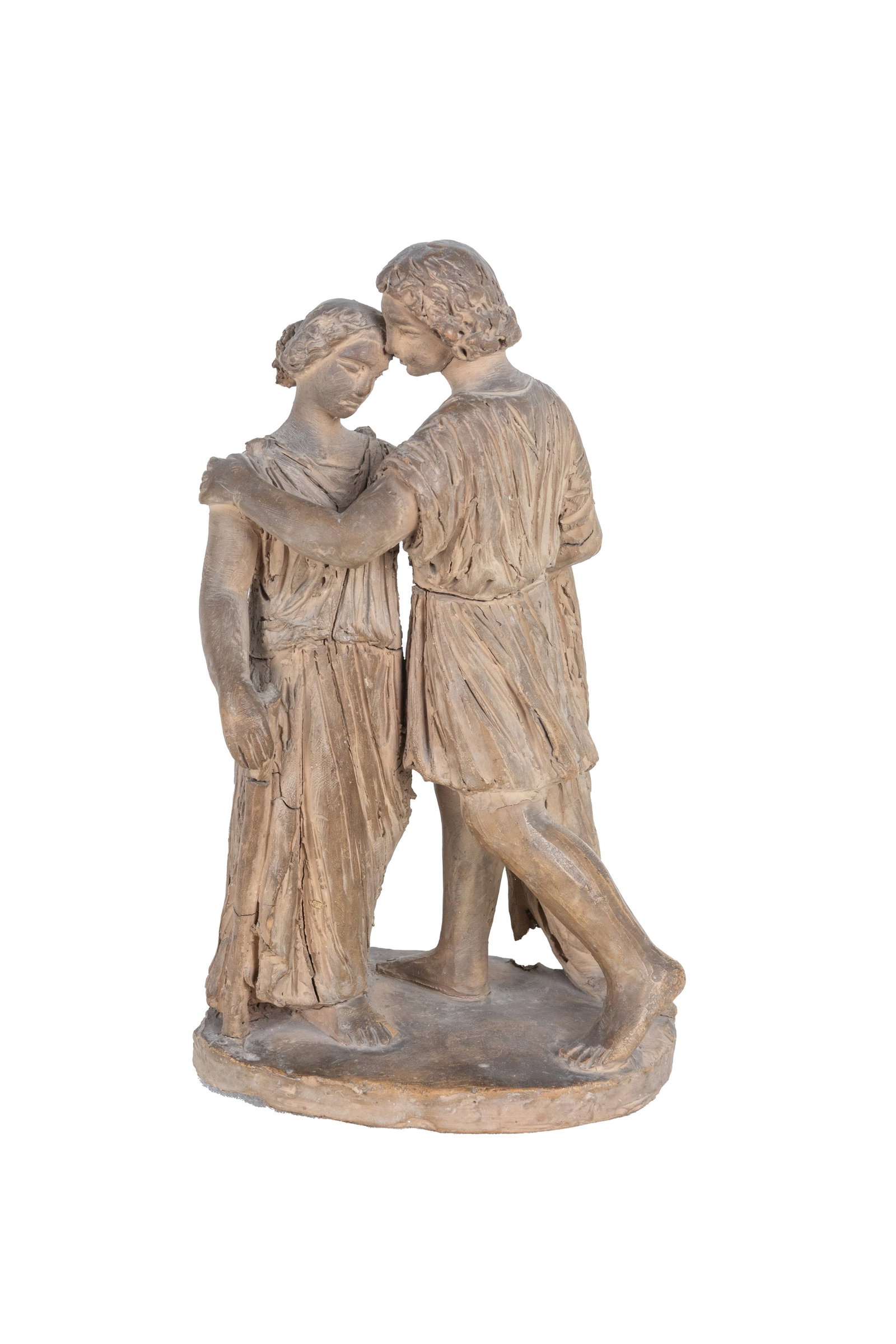 °A TERRACOTTA SKETCH DEPICTING A GALLANT COUPLE, 19th/20th century: h cm 27 x cm 15 x p cm 11 19th/20th century