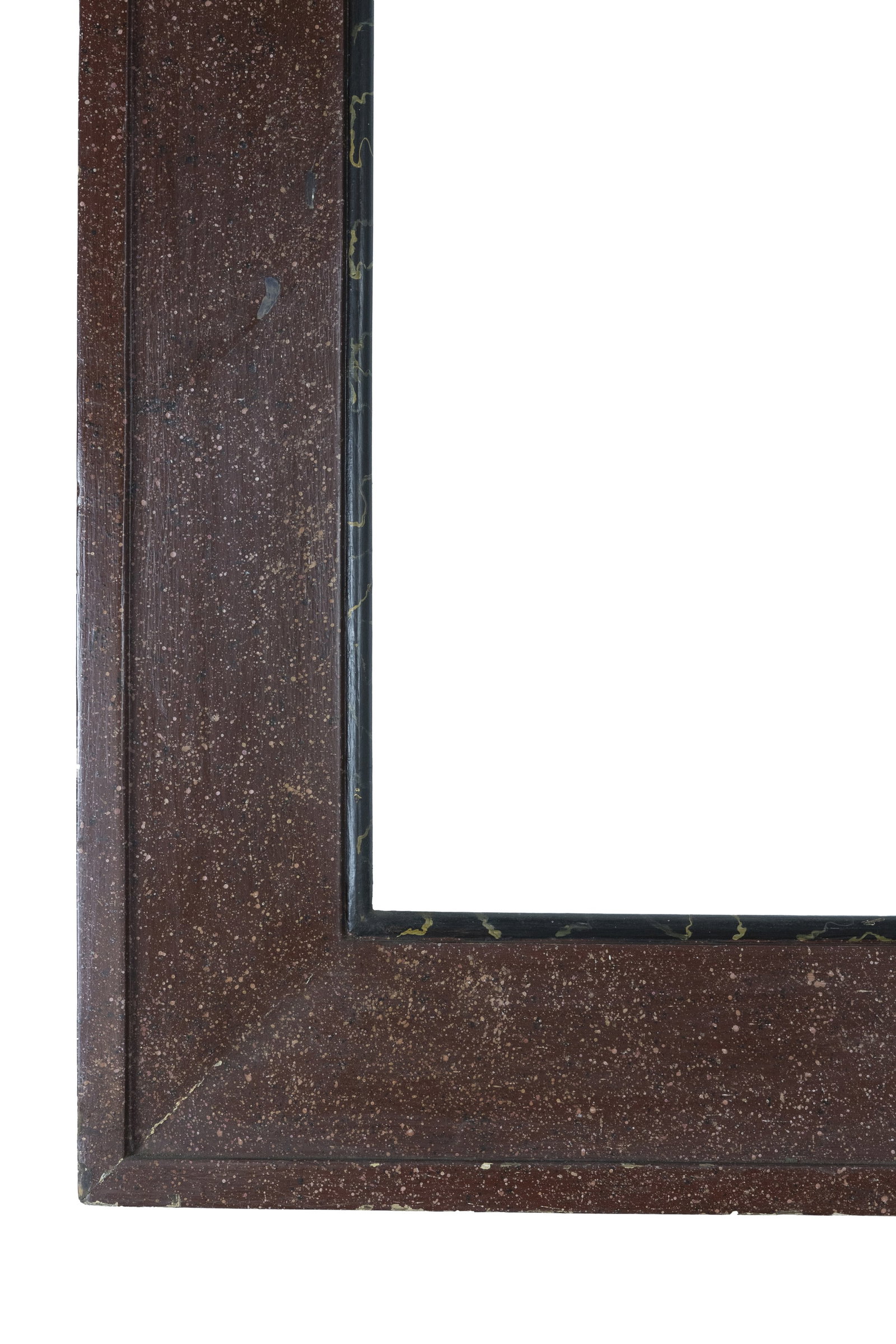 °FRAME IN WOOD DECORATED TO IMITATE PORPHYRY, Late 19th century: h 123,5 cm × l 94 cm × p 6 cm (overall); h 98 cm × l 68 cm (viewing area) Late 19th century