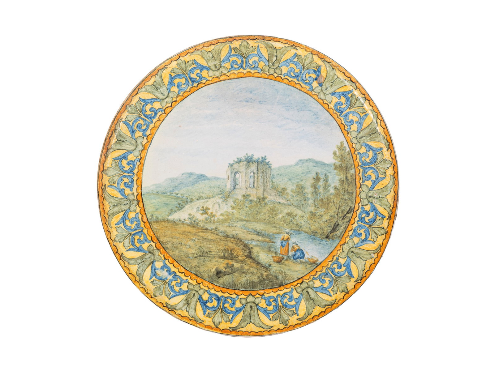 A MAIOLICA PLATE, Castelli manufacture, 18th century. (1 of 2)
