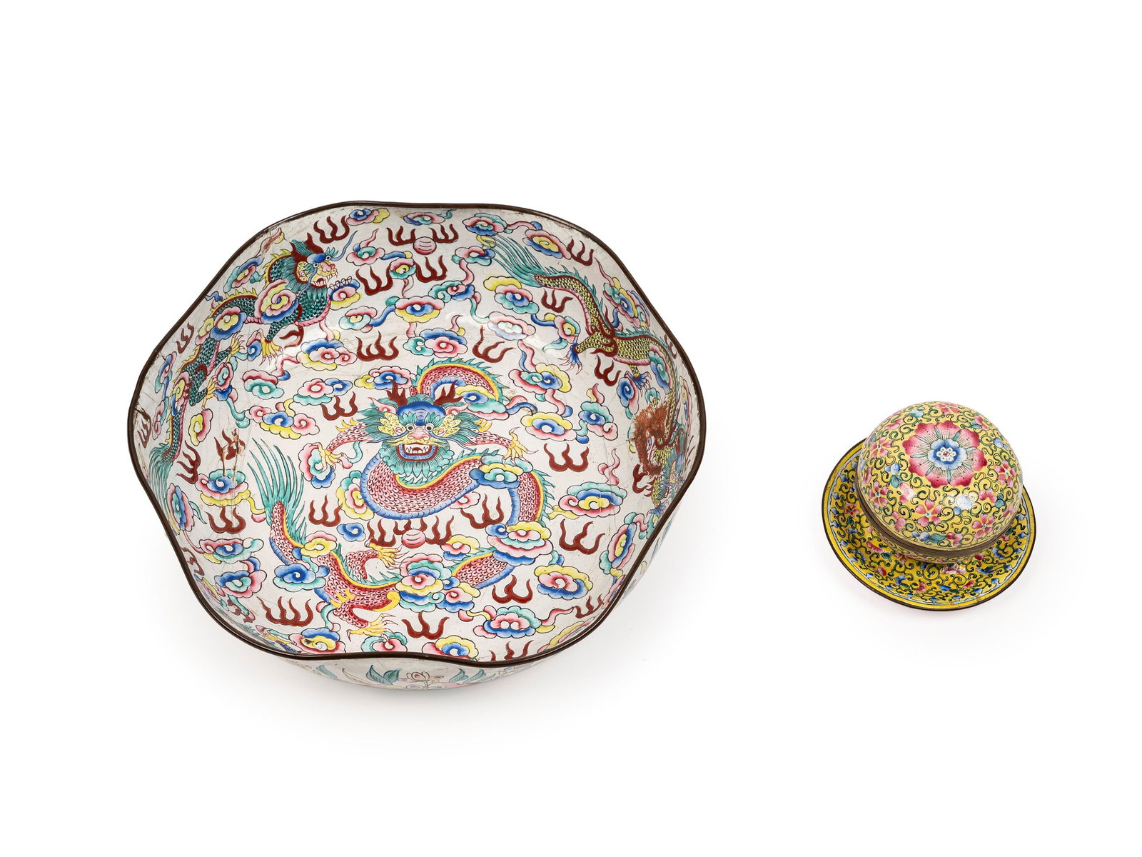 TWO ENAMEL OBJECTS, China, 19th/20th century (1 of 2)