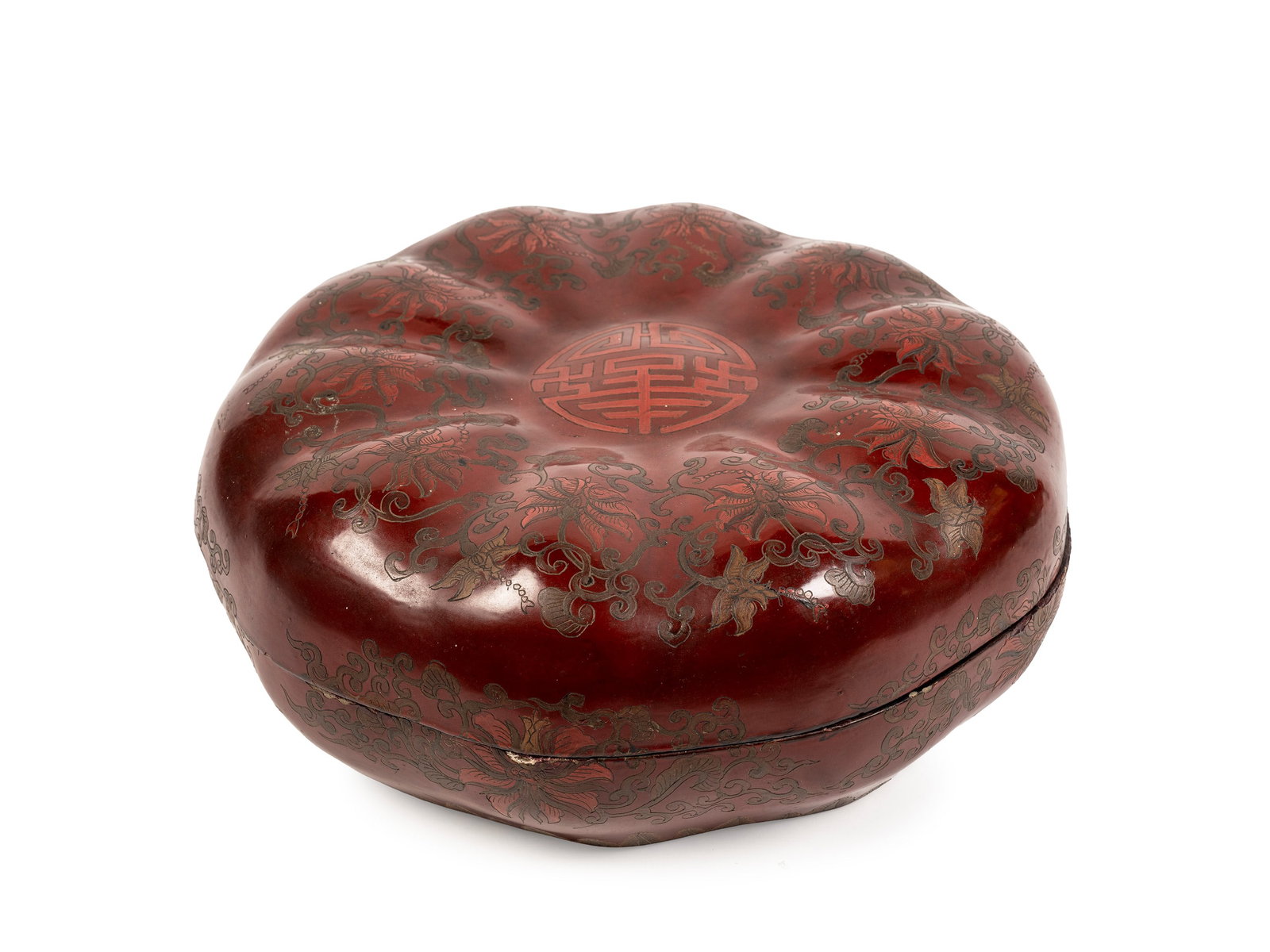 LARGE RED LACQUER BOX, China, 19th century. (1 of 3)