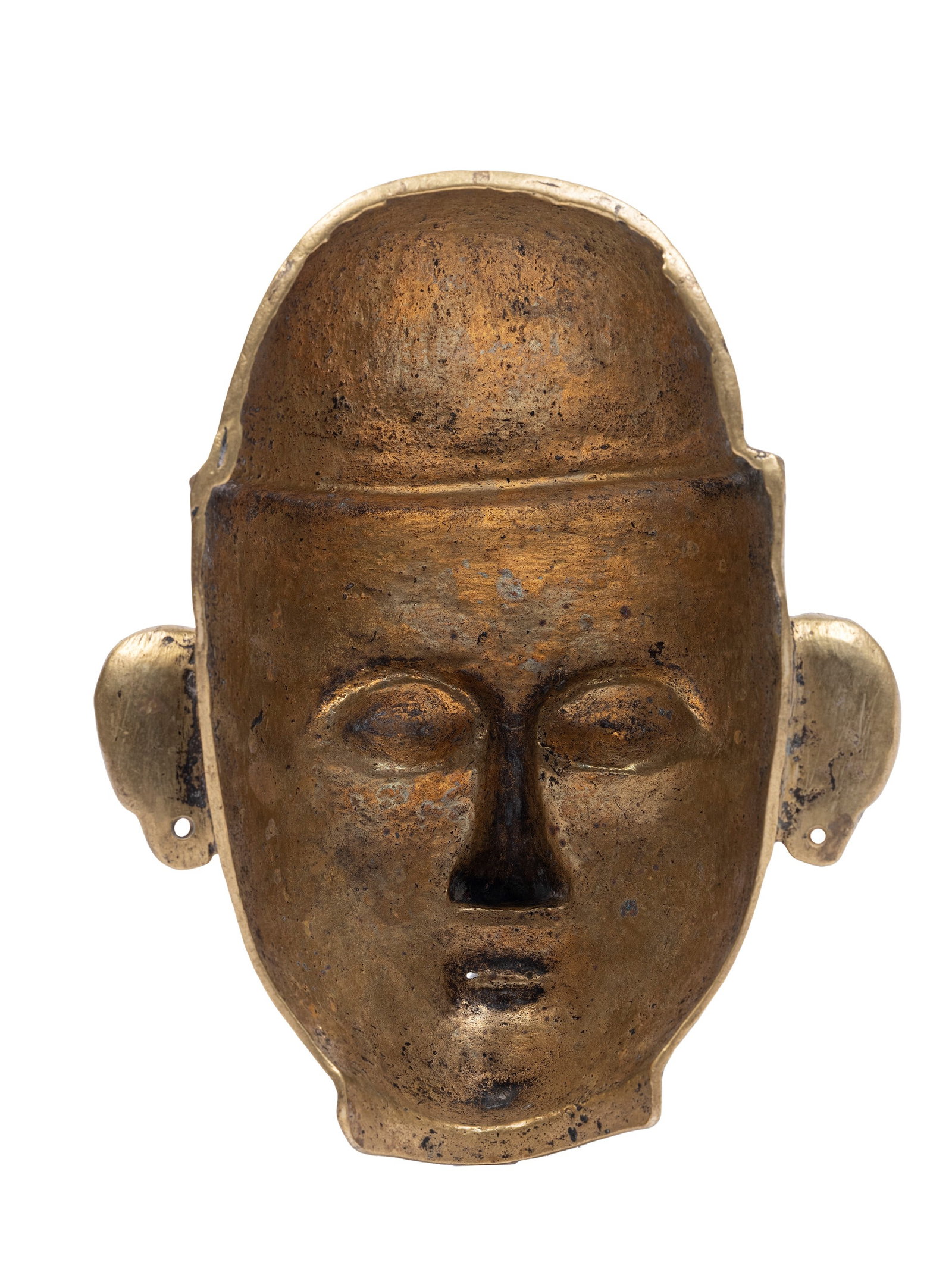 A LARGE SHIVA MUKHALINGA, India, 19th century: h cm 20 In bronze alloy.