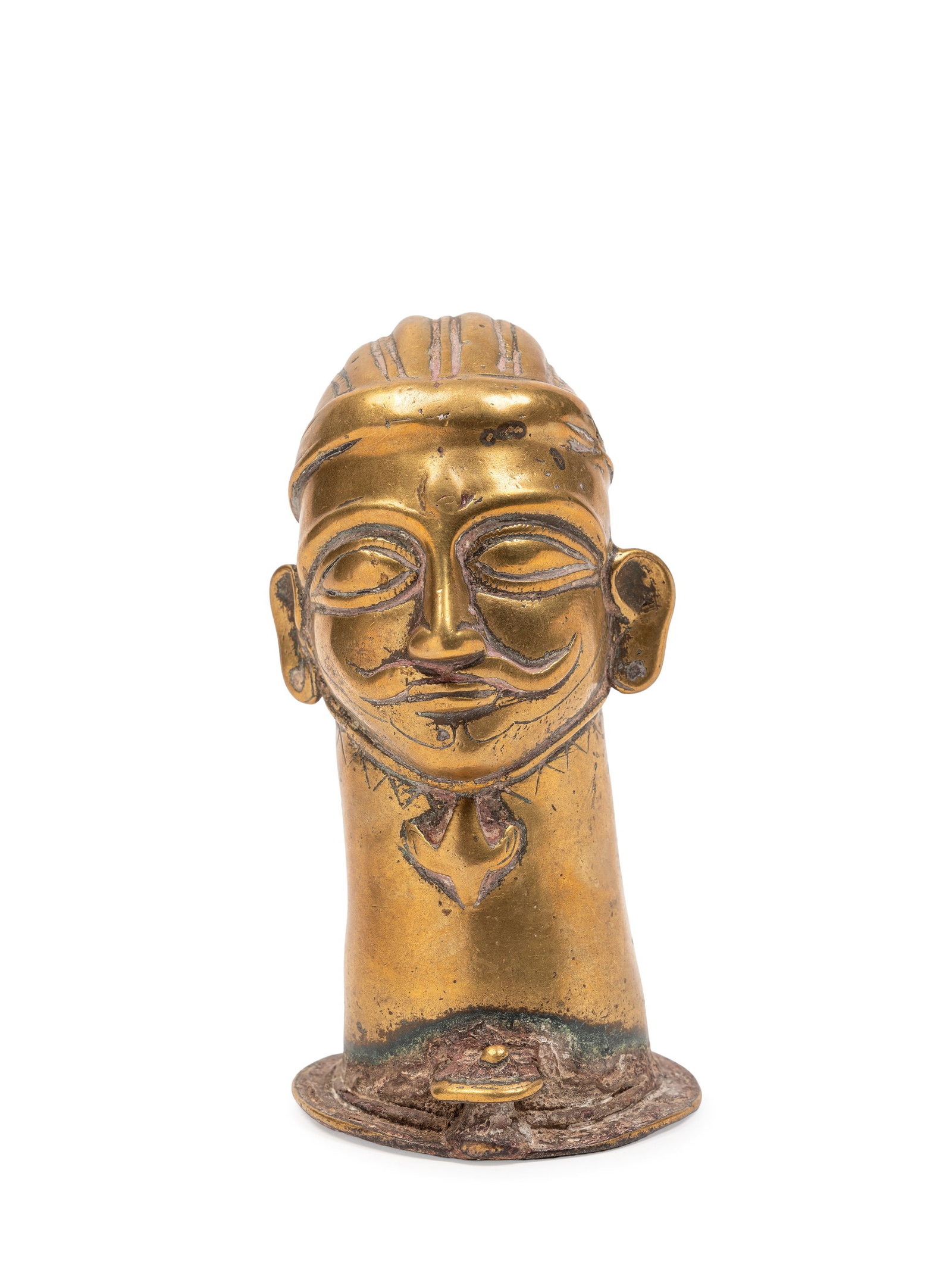 A BRONZE ALLOY MUKHALINGA, India, 19th century: h cm 16 Modelled with a Linga on the base.