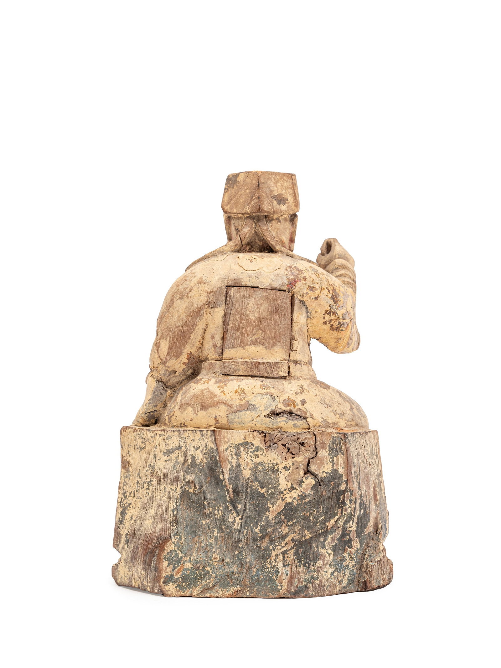 A POLYCHROME WOOD SCULPTURE, China, Qing dynasty, 18th century: h cm 18 Depicting a seated dignitary figure.