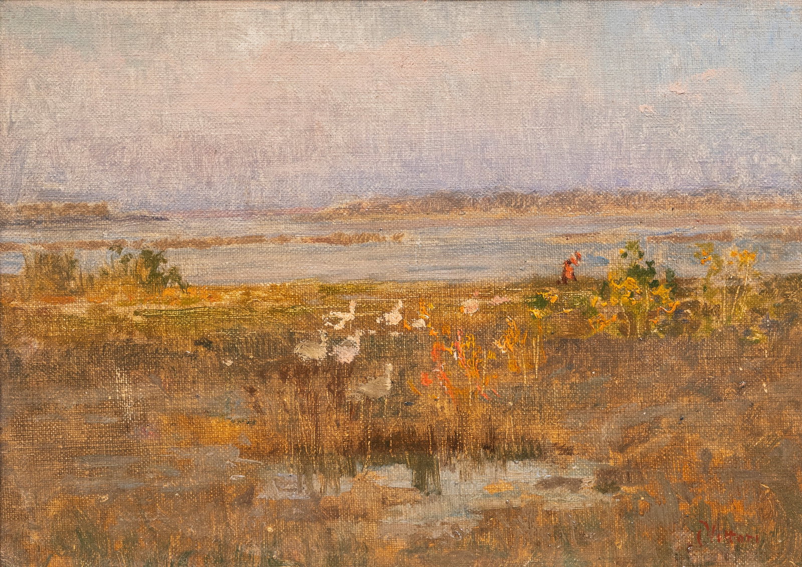 Carlo Vittori(1881 - 1943) LAKELAND LANDSCAPE WITH BIRDS, (1 of 3)