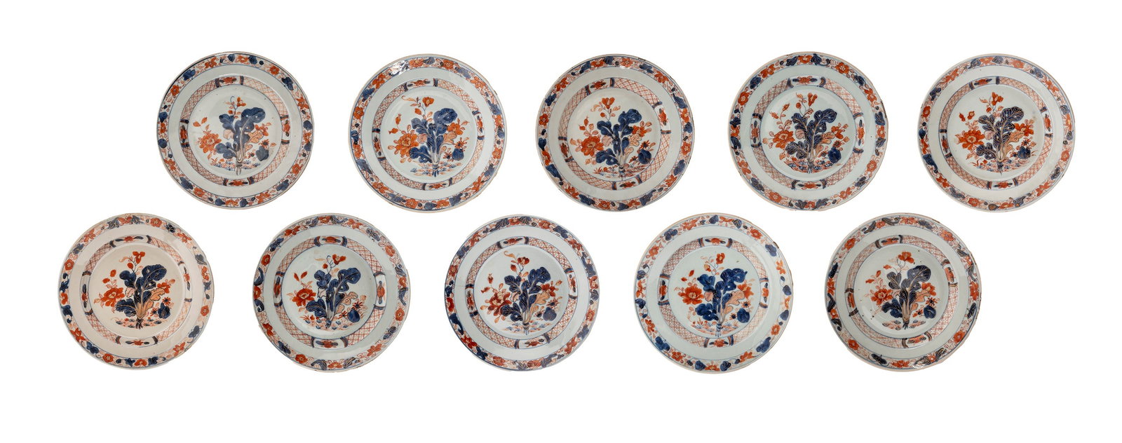 A SET OF TEN IMARI PORCELAIN PLATES, China, Qing dynasty, 18th century (1 of 2)