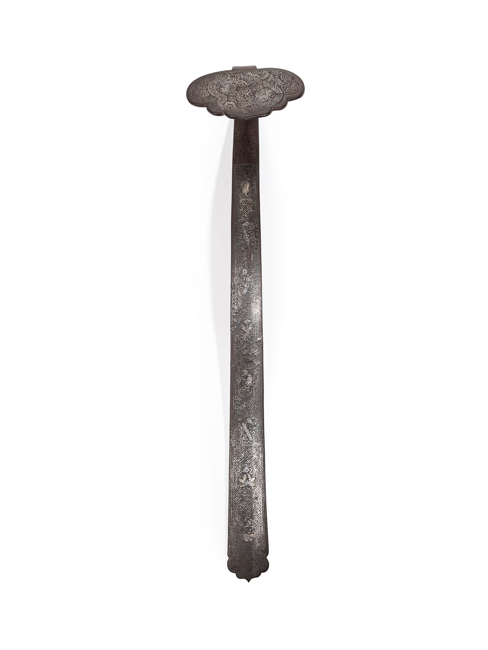 A SILVER-INLAID IRON SCEPTRE, China, Qing dynasty (1644-1911) (1 of 8)