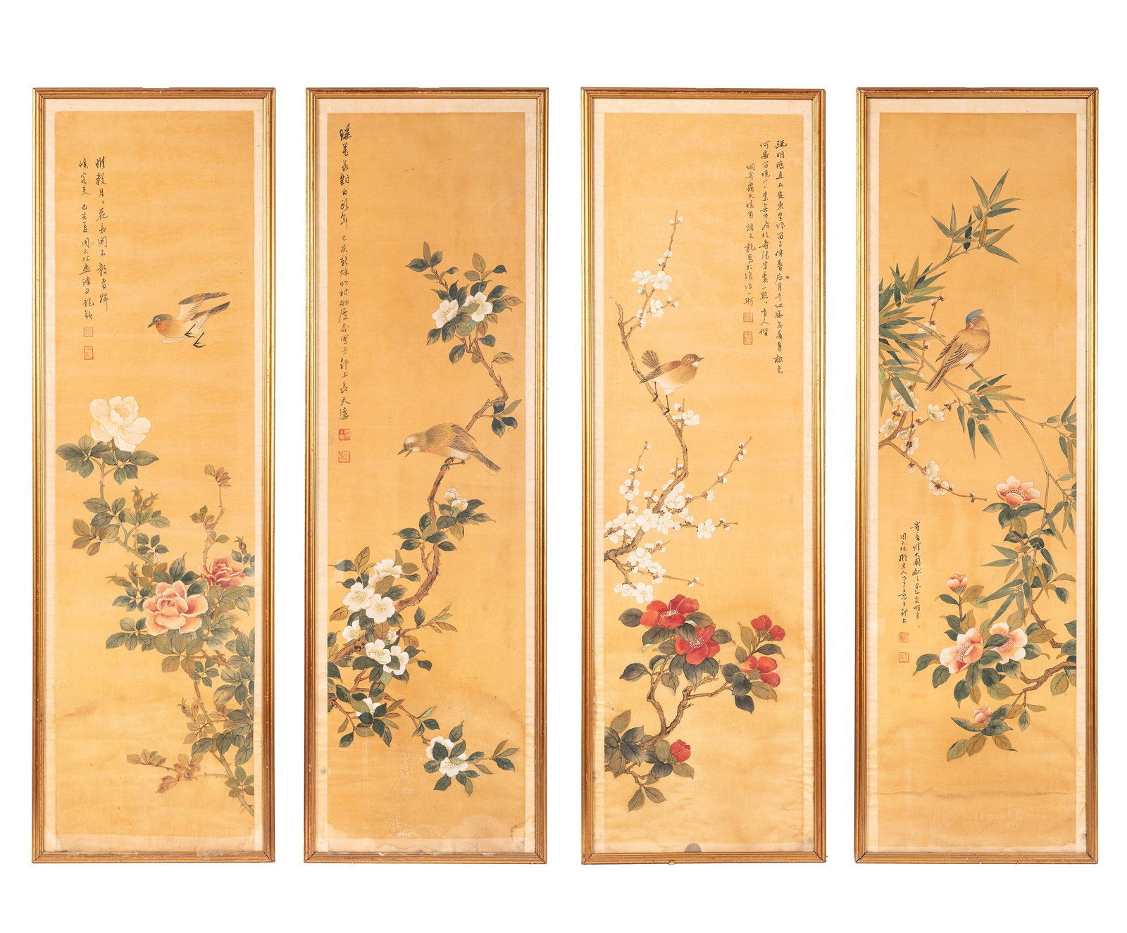 FOUR SCROLL PAINTINGS ON SILK, China, Qing dynasty, late 19th century (1 of 1)
