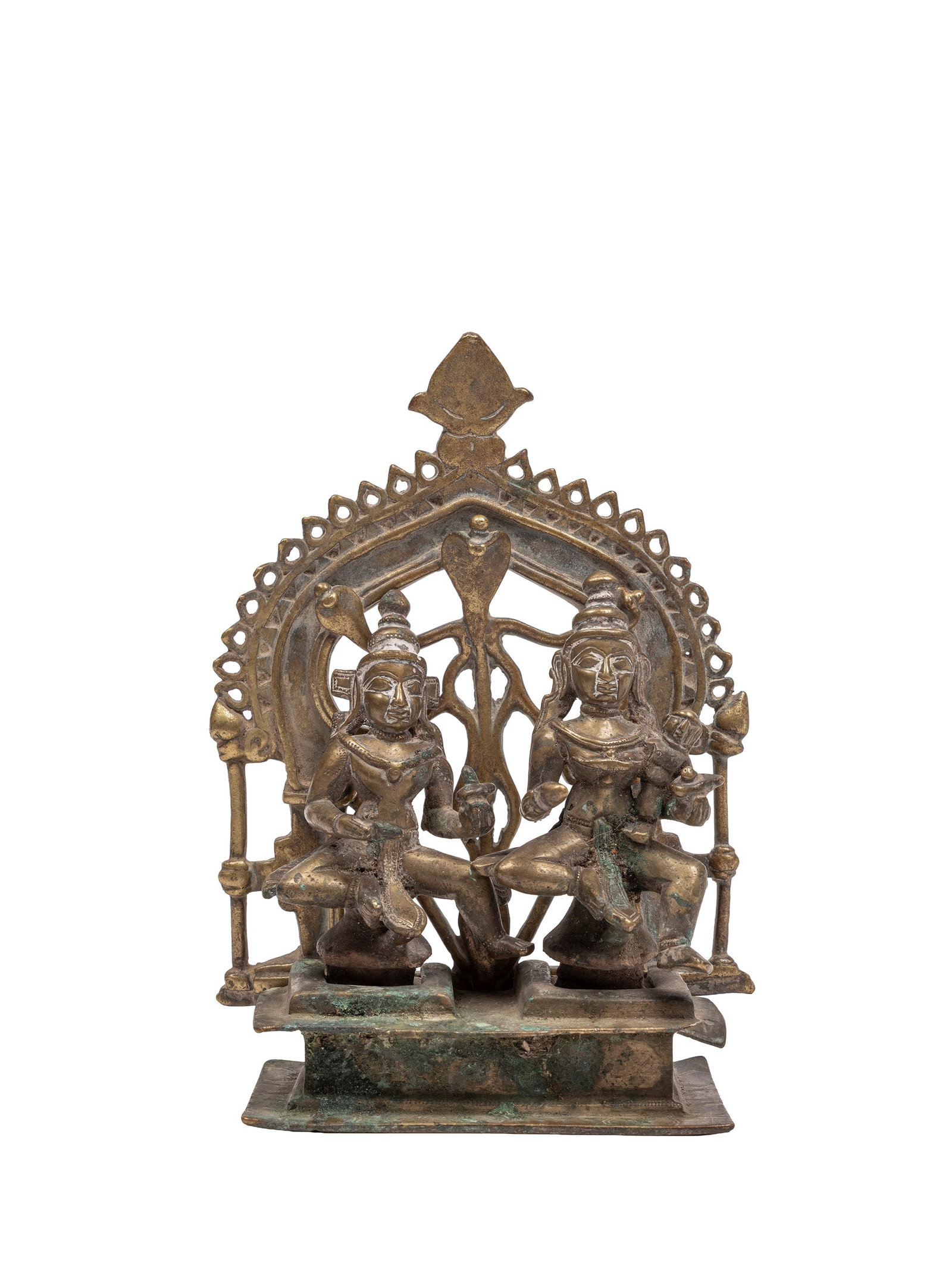A BRONZE HOUSEHOLD ALTAR WITH THE TWO GAURIS, India, 18th century (1 of 2)
