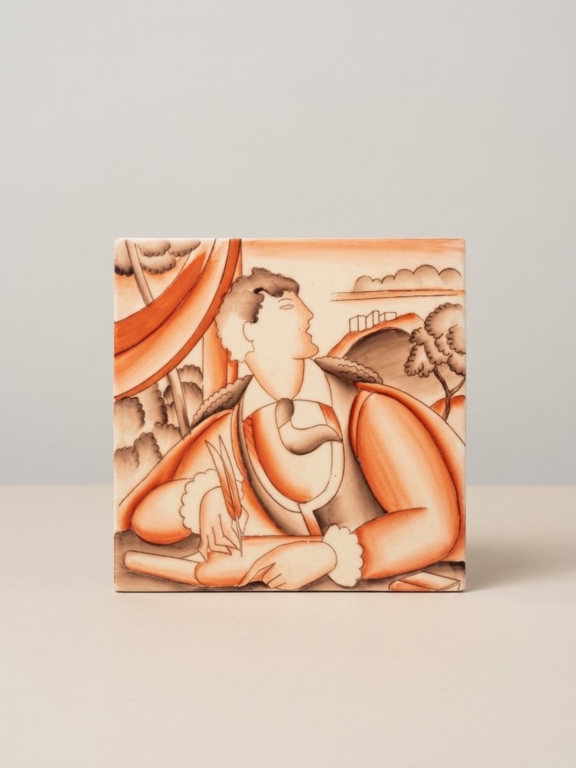 Gio Ponti (Milano 1891 - 1979), "IL POETA" DECORATIVE PLAQUE, circa 1930s (1 of 2)