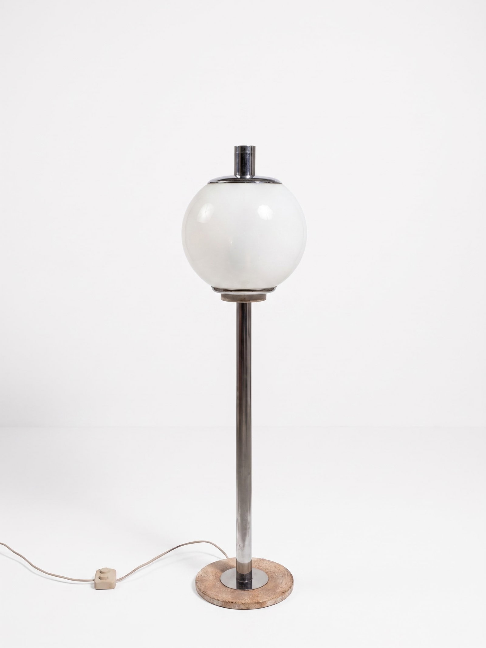 Selenova, FLOOR LAMP, circa 1970s: h cm 50 x d cm 40 Metal and glass, space age, Italian production.