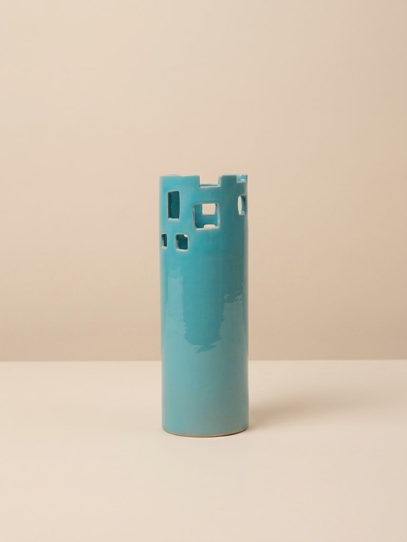 Ettore Sottsass (Innsbruck 1917 - 2007), TURNED VASE, circa 1957: h cm 20 x d cm 6,5 Red terracotta with green glaze, Bitossi execution, Montelupo. Unmarked.Catalogue notes:See the example published in Fulvo Ferrari, Ettore Sottsass. Tutta la ceramica, Turin,
