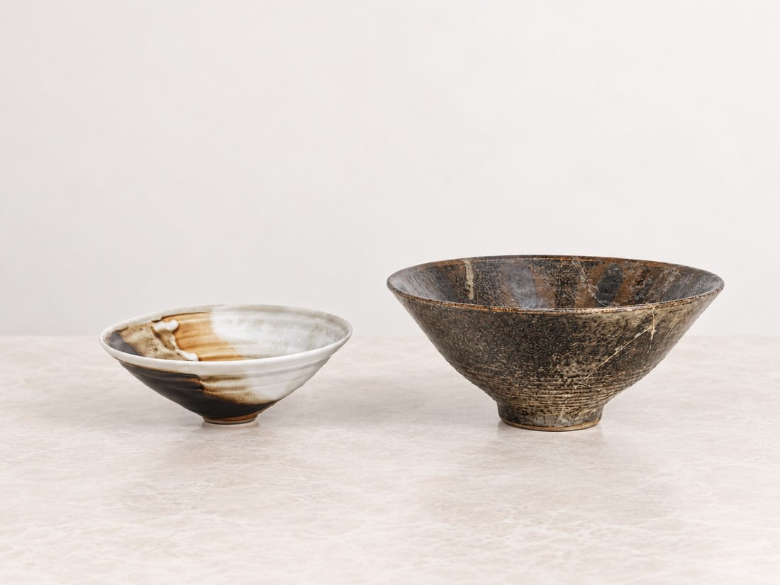 Ivan Weiss (Danimarca 1946), BOWLS, circa 1970s: h cm 9 x d cm 22,5; h cm 5,5 x d cm 16 Set of two. Glazed ceramic. Produced by Royal Copenhagen, Denmark. Manufacturer's mark and designer's initials to the underside.
