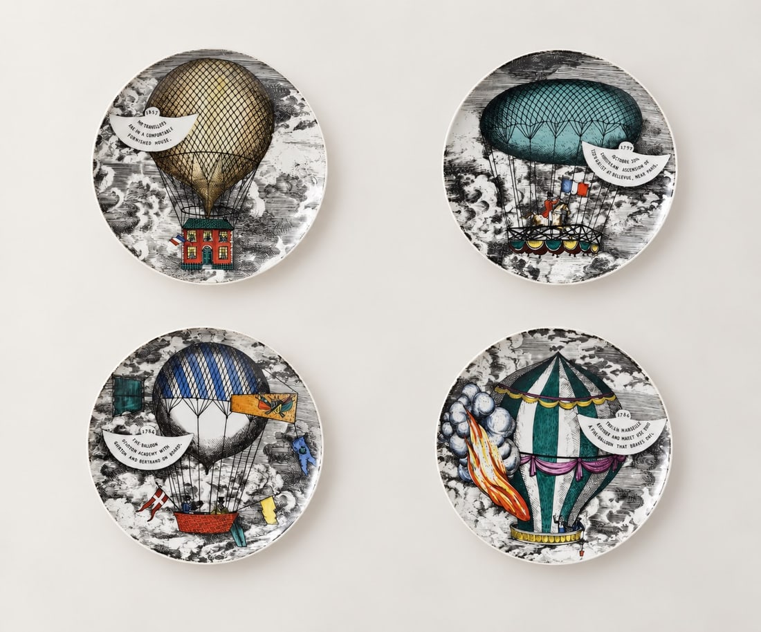 Piero Fornasetti (Milano 1913 - 1988), PLATES, circa 1960s (1 of 9)