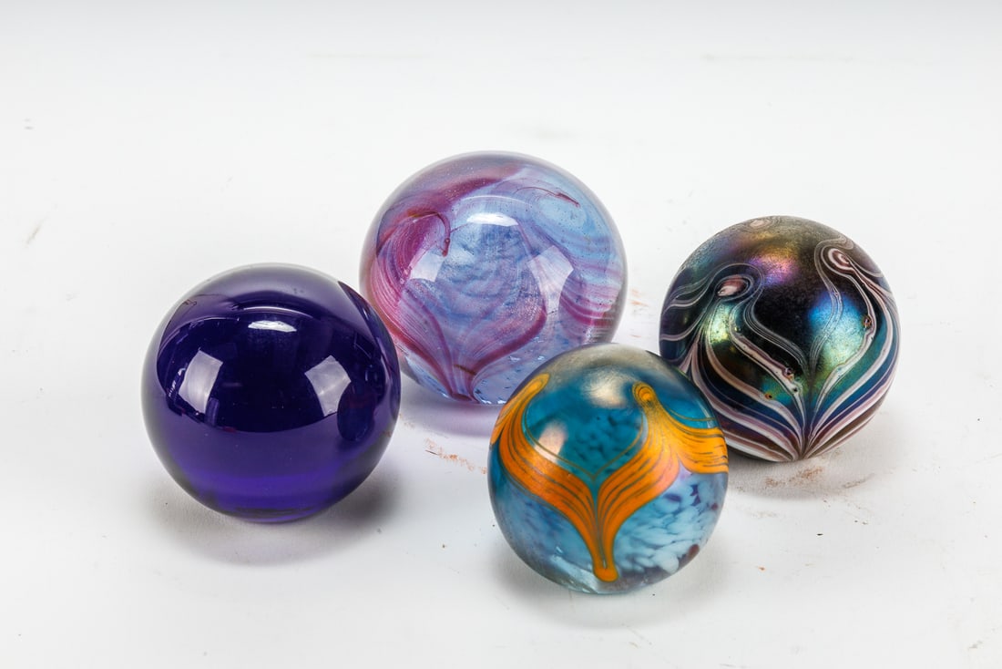 W.E. Porter Art Glass Paperweights- Set of 4 (1 of 20)