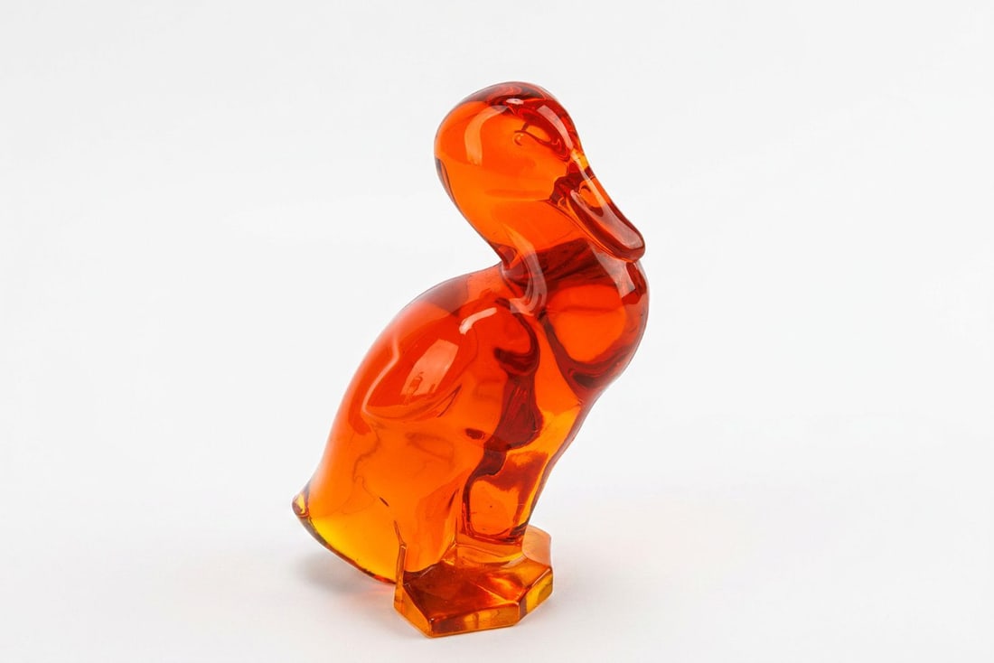 Vintage Viking Glass Persimmon Duck (1 of 8)