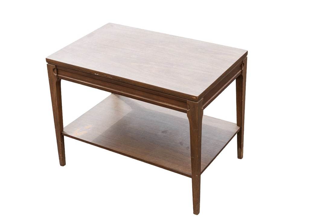 Vintage MCM Walnut End Table with Lower Shelf - 2