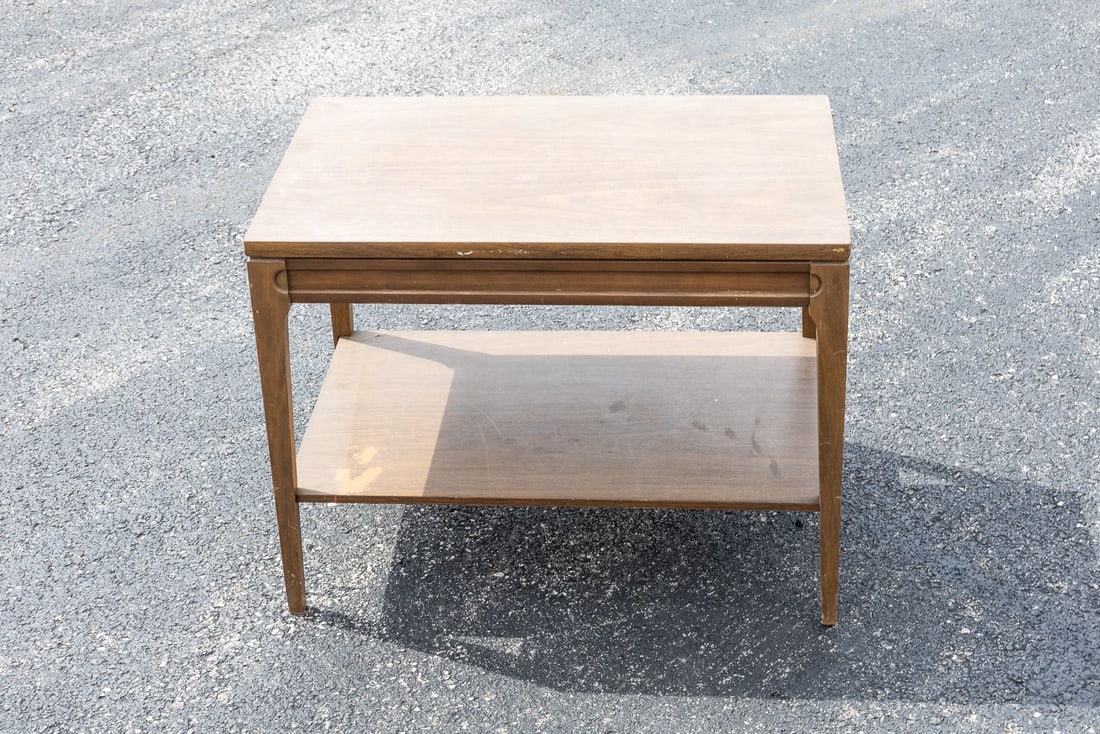Vintage MCM Walnut End Table with Lower Shelf - 3
