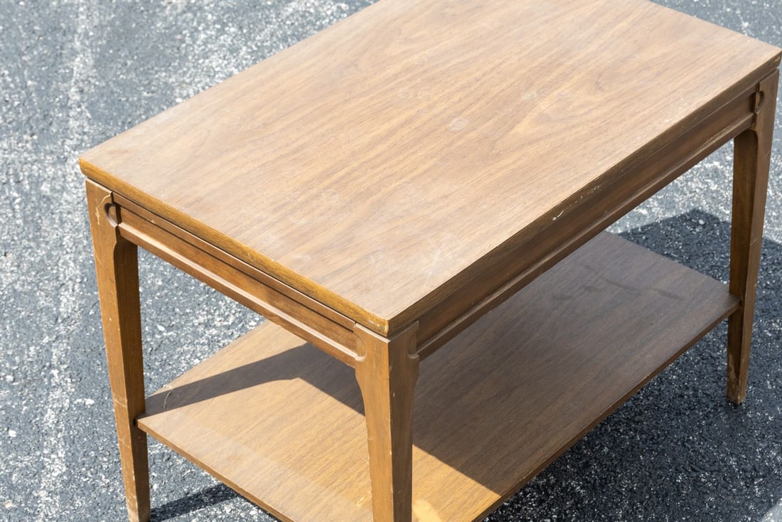 Vintage MCM Walnut End Table with Lower Shelf - 5