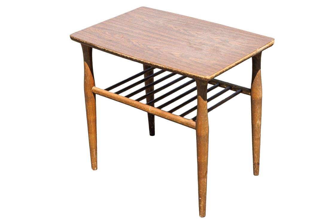 Vintage MCM Walnut End Table - 2