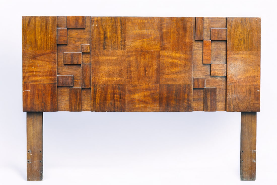 MCM Lane Staccato Brutalist Walnut Headboard (1 of 7)