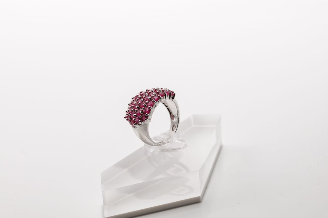 Sterling Silver Ruby Fashion Ring - 4
