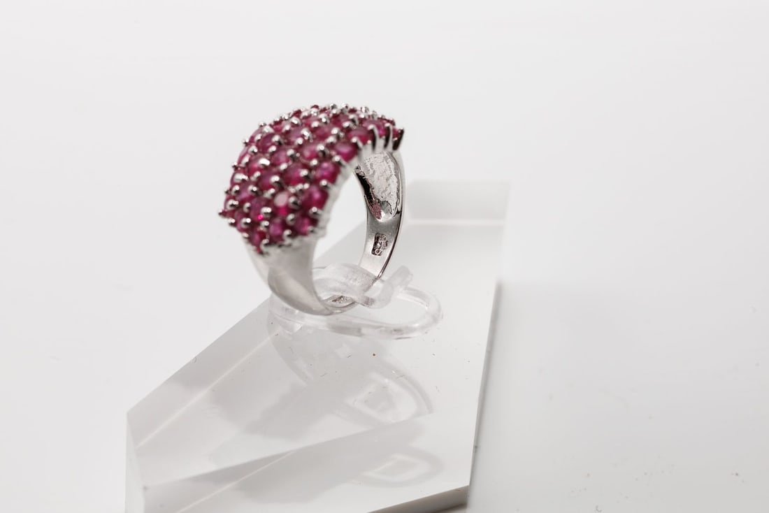 Sterling Silver Ruby Fashion Ring - 5