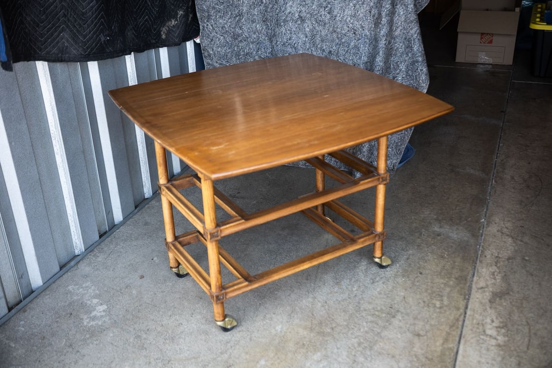 MCM Drop Leaf Table with Bamboo Base - 2