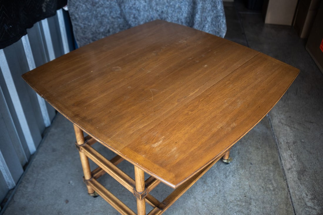 MCM Drop Leaf Table with Bamboo Base - 3