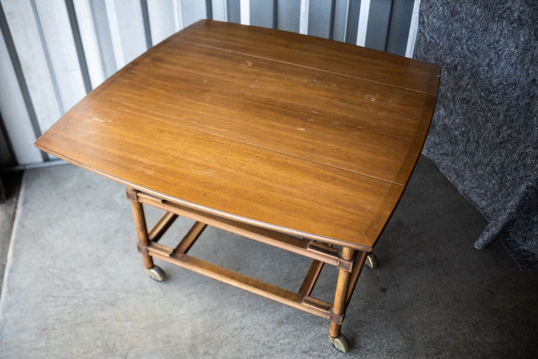 MCM Drop Leaf Table with Bamboo Base - 4