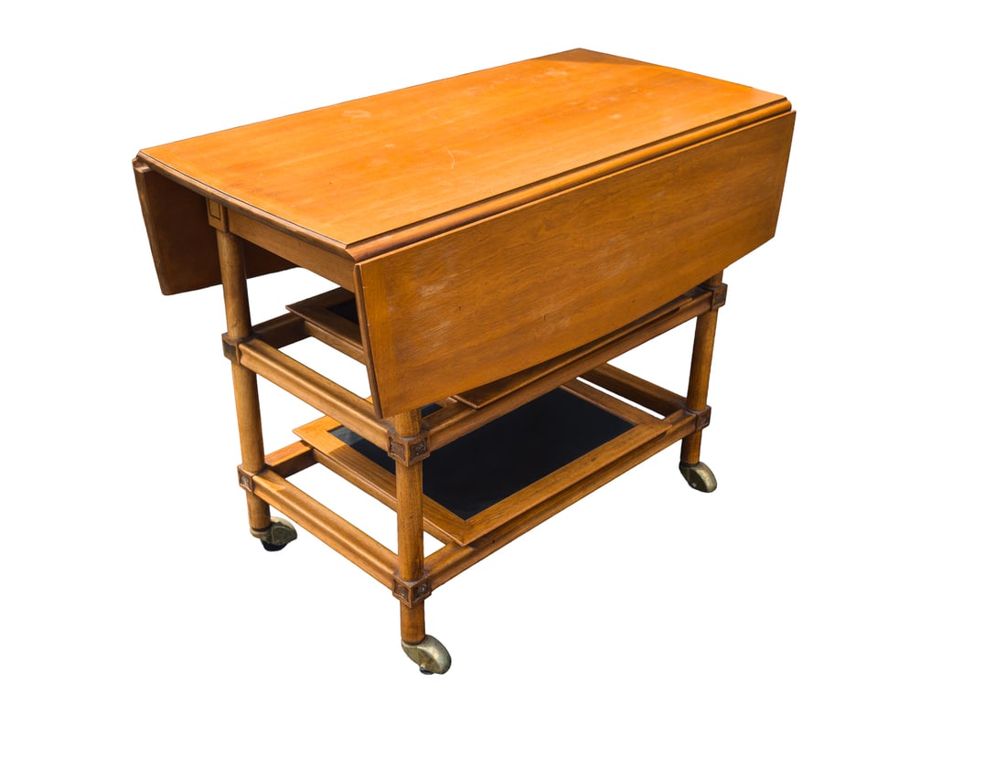MCM Drop Leaf Table with Bamboo Base - 6