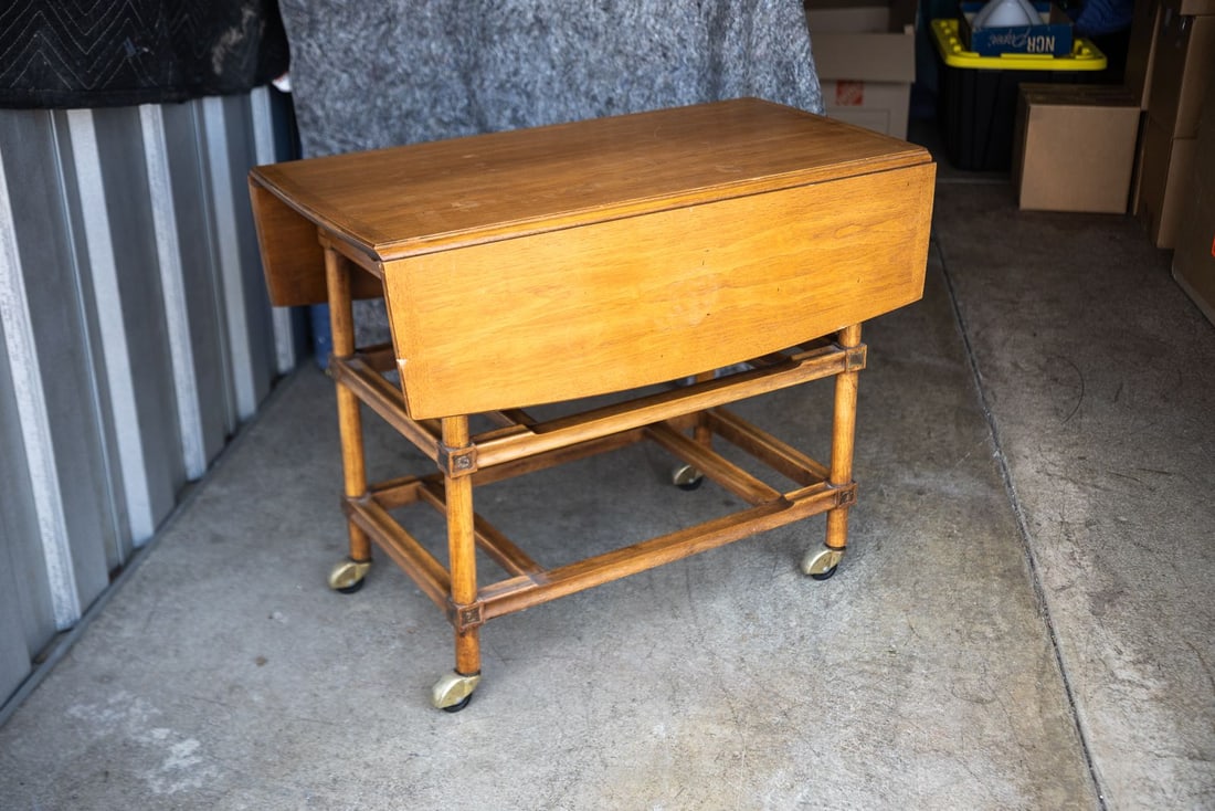 MCM Drop Leaf Table with Bamboo Base - 7