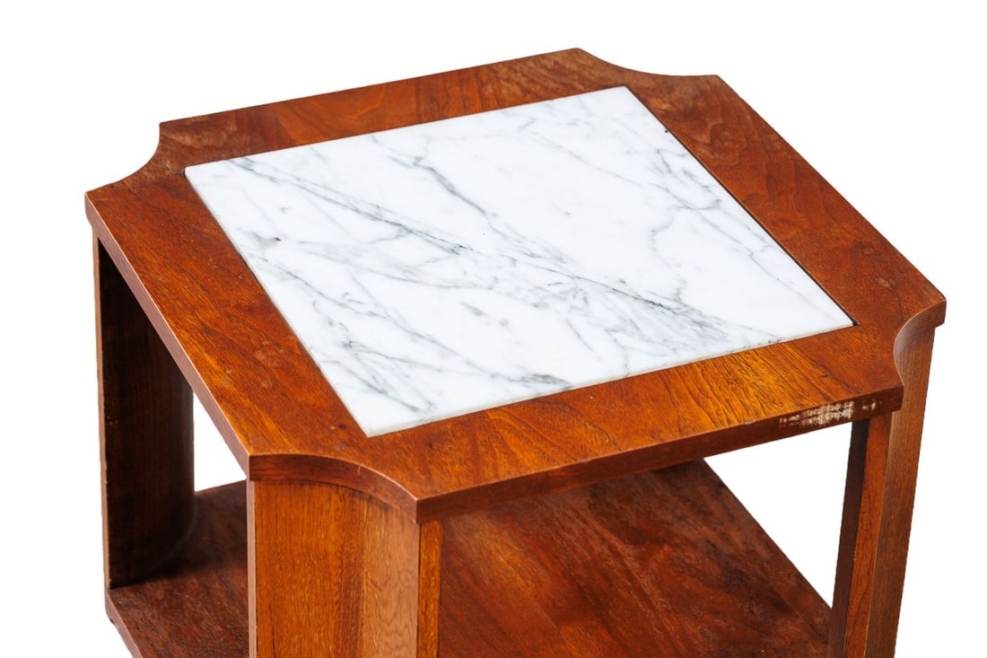 MCM Cube Side Table with Inset Marble Top - 2