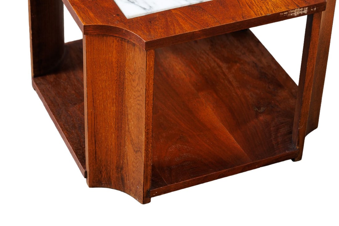 MCM Cube Side Table with Inset Marble Top - 3