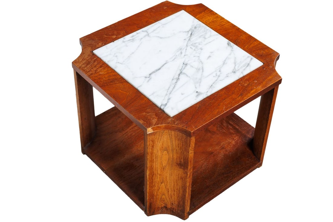 MCM Cube Side Table with Inset Marble Top - 4
