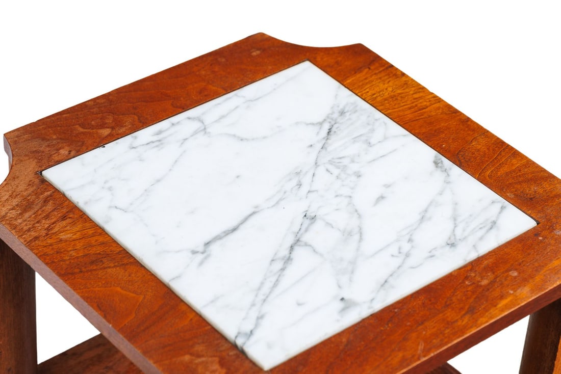 MCM Cube Side Table with Inset Marble Top - 5