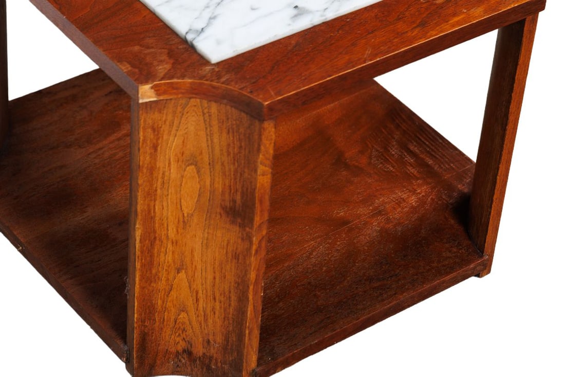 MCM Cube Side Table with Inset Marble Top - 6