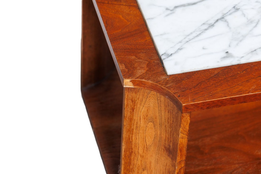 MCM Cube Side Table with Inset Marble Top - 7