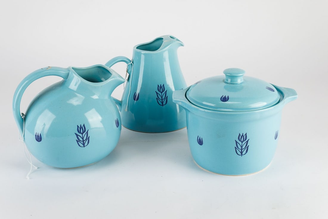 Vintage Cronin Pottery Blue Tulip Set (1 of 9)