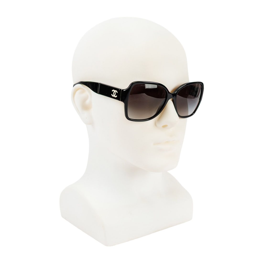 Chanel Signature Logo Sunglasses: Chanel black signature logo squared sunglasses with case. Good condition.