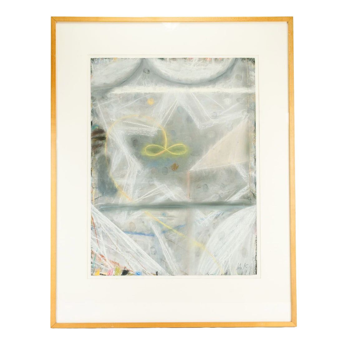 Framed Original Pastel on Paper Drawing - "Untitled" by Woong Kim (1944-): This original drawing by noted Korean-American painter Woong Kim (1944-) showcases the artist’s signature style of contemplative, process-driven abstraction. Executed in pastel, this composition is 